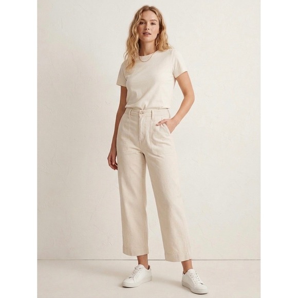 Madewell Pants - Madewell Emmett Wide-Leg Crop Pants Cream Off-White High-Rise Trousers Size XL